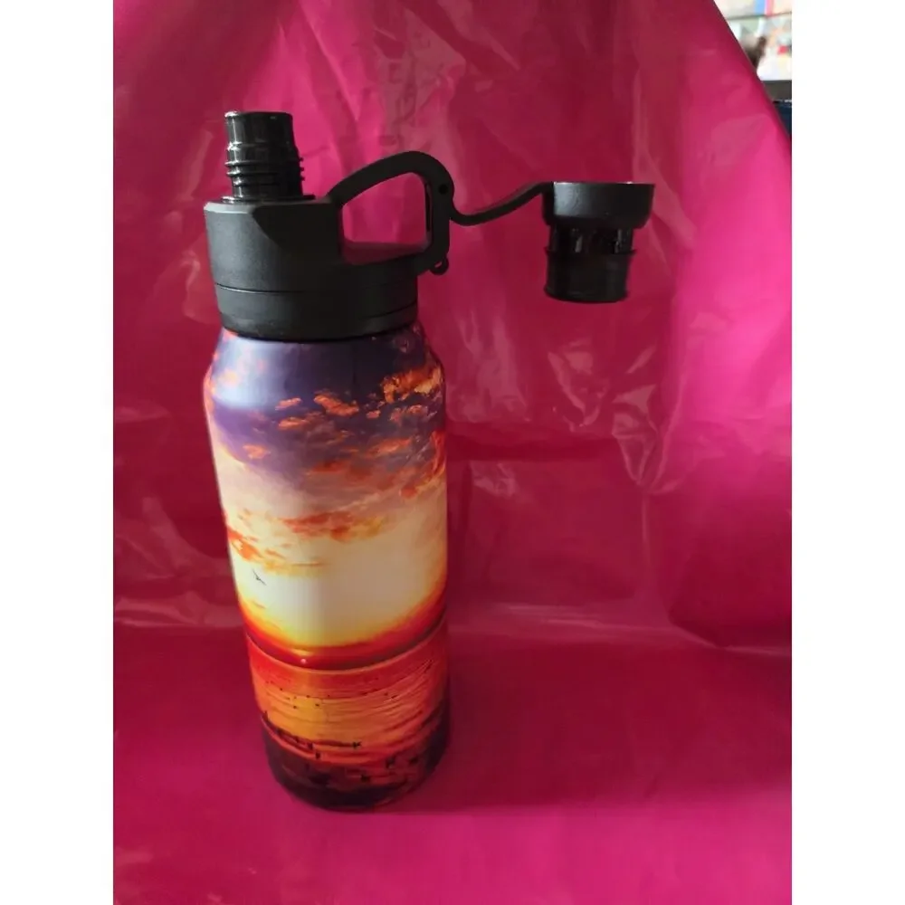 Manna 32 Oz. Jumbo Stainless Steel Water Bottle Sunset Design